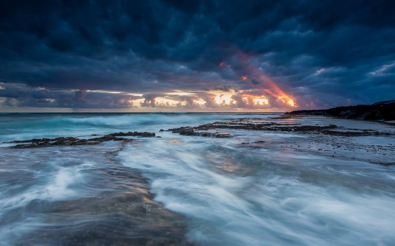 Hawaii, coast, clouds, the sky, nimbus, the ocean, the evening, USA, blue, 1080P, gray, sunset, shore