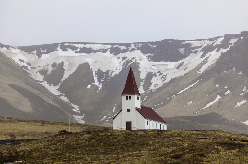 white, vik, iceland, Vik  Church, mountain, photography, landscape, 5K, landscape photography, nature, near, Iceland, Vik  Iceland, chapel, white chapel