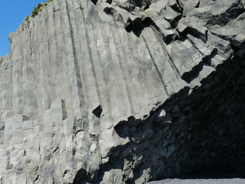 low angle view, 4K, textured, nature, tranquility, outdoors, cliff, basalt, backgrounds, eroded, day, physical geography, geology, Iceland, water, Vik
