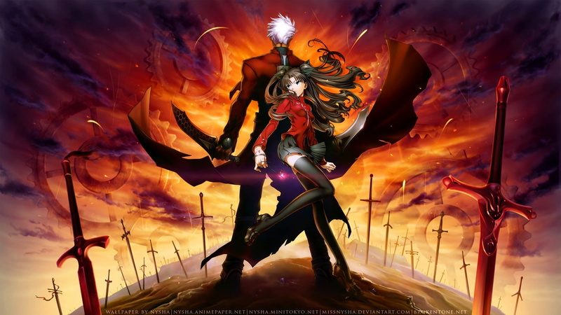 night, works, blade, series, unlimited, tohsaka, art, stay, hd, fatestay, fate, x, Tohsaka Rin, rin, 1080P, unlimited blade works, archer, anime