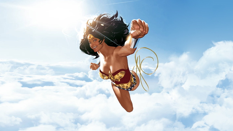 1080P, illustration wonder woman superhero clouds dc comics adam hughes