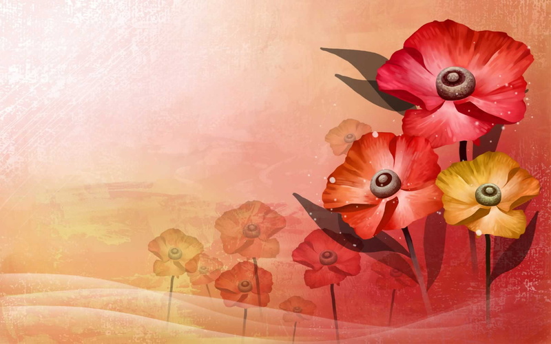 1080P, unreal, flowers, imaginary, red