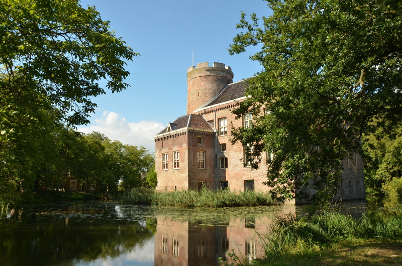 reflection, tower, manor, daytime, concrete, house, the past, river, architecture, netherlands, 4K, travel, no people, sunlight, swamp, near, tree, ancient