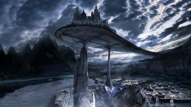 city, 1080P, beyond, castle, black, clouds, white, games, fantasy, sky