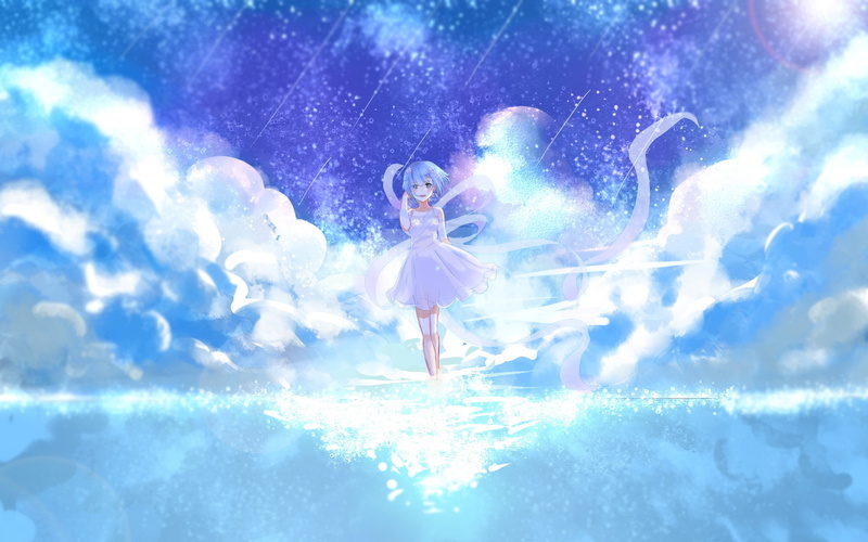 Anime, 1080P, Re:Zero kara Hajimeru Isekai Seikatsu, sky, light dress, beyond the clouds, rem