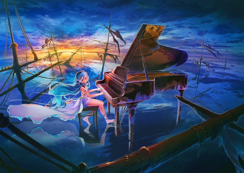 multi colored, sailboat, light dress, anime girl, outdoors, day, amusement park ride, nautical vessel, amusement park, leisure activity, arts culture and entertainment
