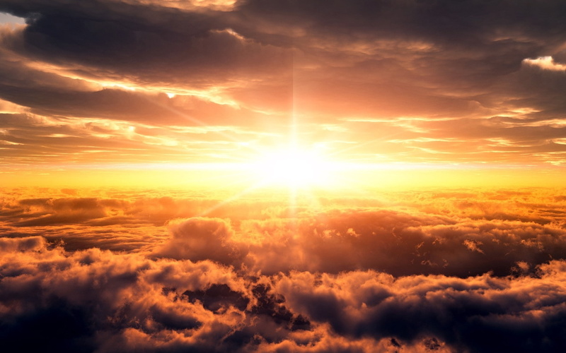 skyscape, 1080P, Landscape, sunset, beyond the clouds, scenic