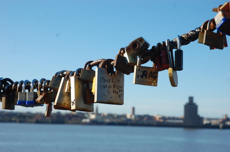 metal, no people, united kingdom, liverpool, liverpool docks, hope - concept, focus on foreground, day, love lock, sky, outdoors, livepool, positive emotion