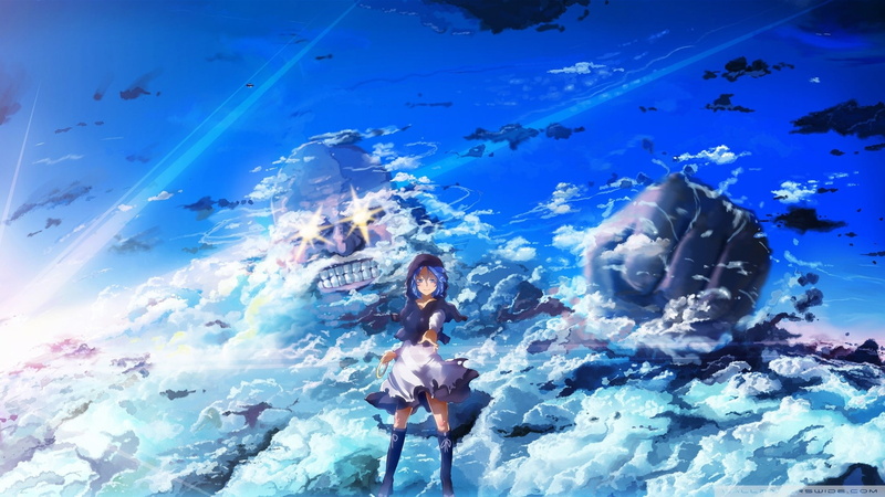 fish, 1080P, marine, school of fish, sea, underwater, sky, nature, aquarium, digital composite, Anime, blue, anime girl, water, swimming, real people