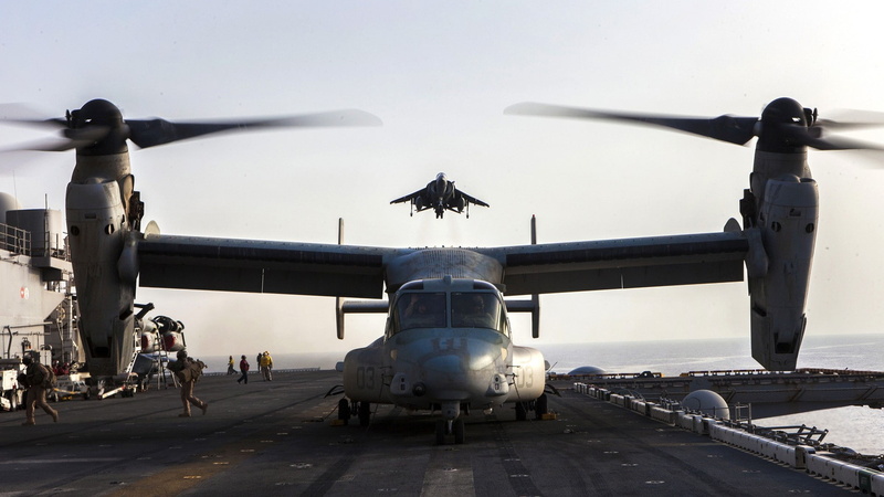 Aircraft Carrier, Bell V, 22 Osprey, 1080P, AV, aircraft, 8B Harrier II, Military Aircraft, Boeing
