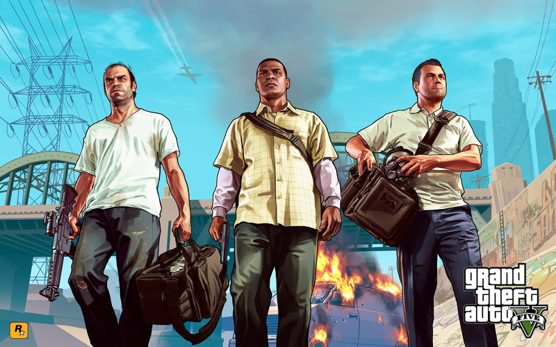 emotion, pc games, outdoors, nature, sky, people, ps games, three quarter length, group of people, gta 5, front view, bag, happiness, day, 2K, friendship