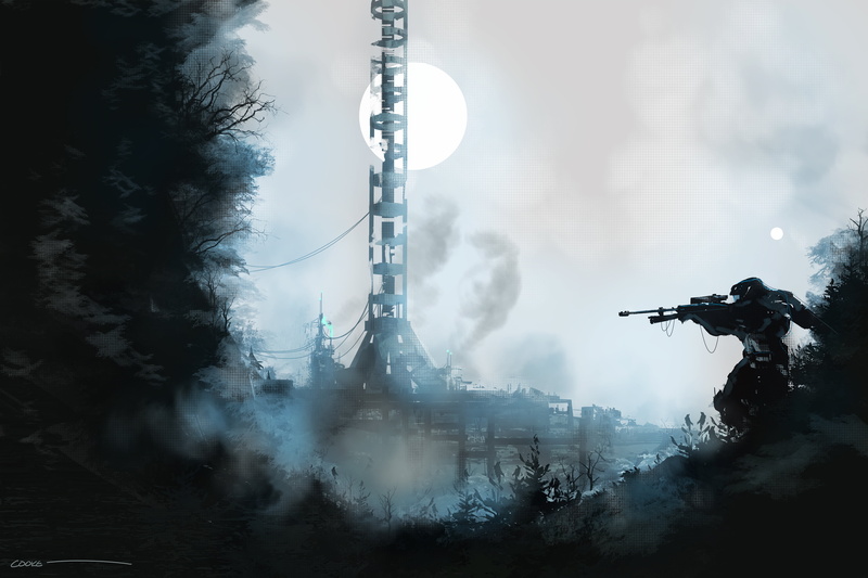halo, men, mode of transportation, people, pollution, tree, games, artwork, digital art, outdoors, 4k, pc games, travel, 4K, artist, nature, sky, architecture