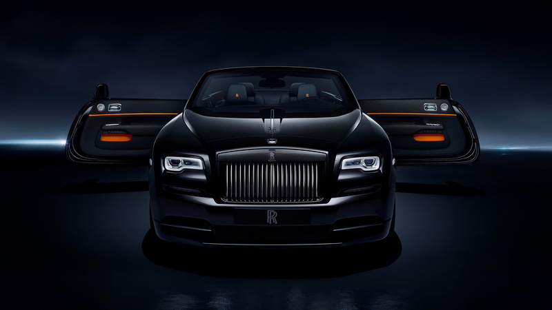 Rolls, Royce, Black, 4K, Dawn, Badge, 2017
