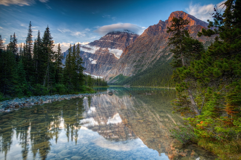 national Park, full screen, nature, widescreen, mountains, s, mount Edith Kavell, lake Kavell, Mount Edith Cavell, landscape, background, 1080P, forest