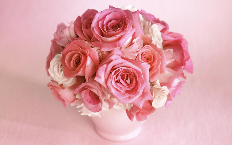 roses, bouquet, 1080P, color, flower, flowers, gently, petals, rose, vase, pink, beautiful, buds