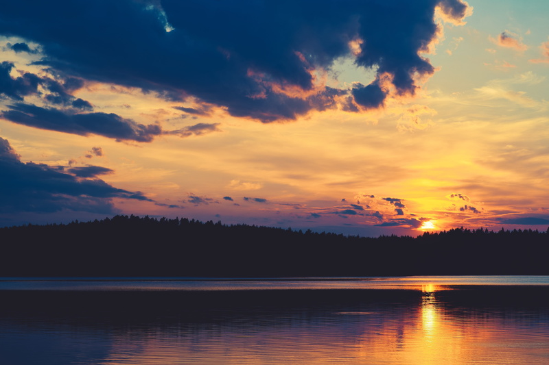 lake, silhouette, tranquil scene, reflection, tranquil, non-urban scene, relaxation, calm, mood, meditation, sky, beautiful, scenics - nature, forest, outdoors