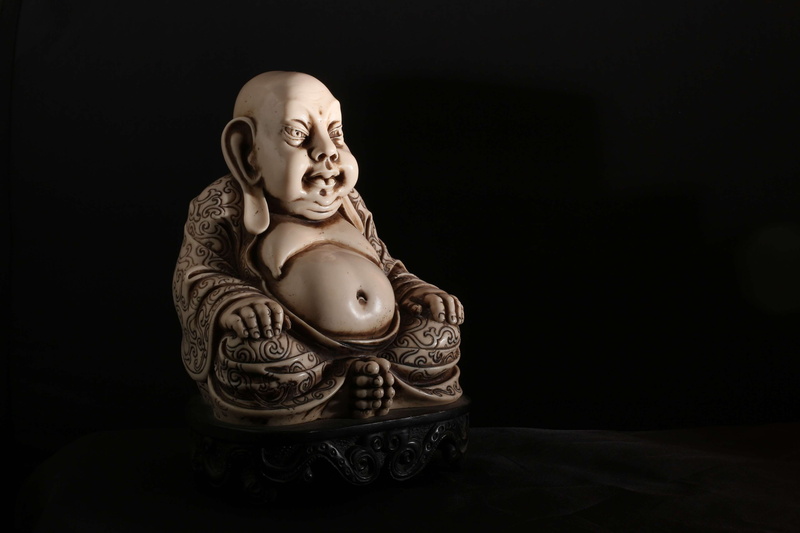 creativity, human representation, craft, statue, asia, chinese, idol, thai, close-up, asian, buddha, black background, sculpture, stone, carving - craft product