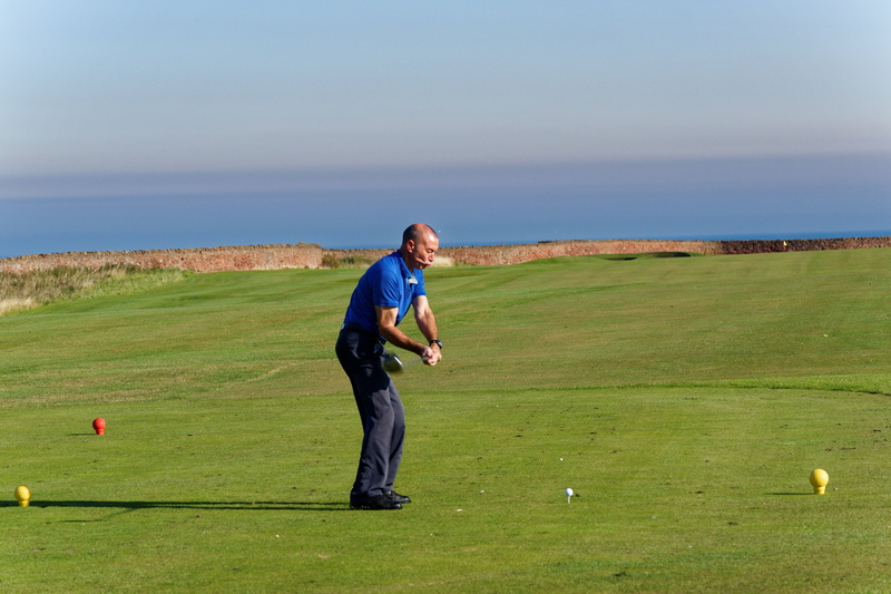 grass, sun, hit, game, activity, green - golf course, golfer, shot, golf course, active, one person, playing, nature, player, landscape, golf club, golf ball