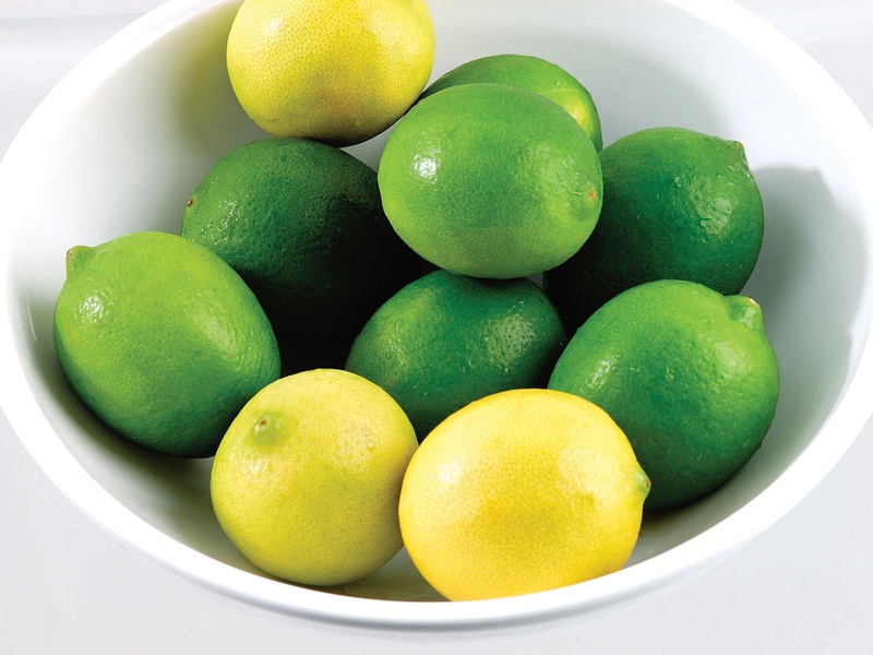 limes, 720P, high angle view, citrus fruit, green, still life, multi colored, no people, close-up, bowl, green color, container, fruit, lemon, yellow