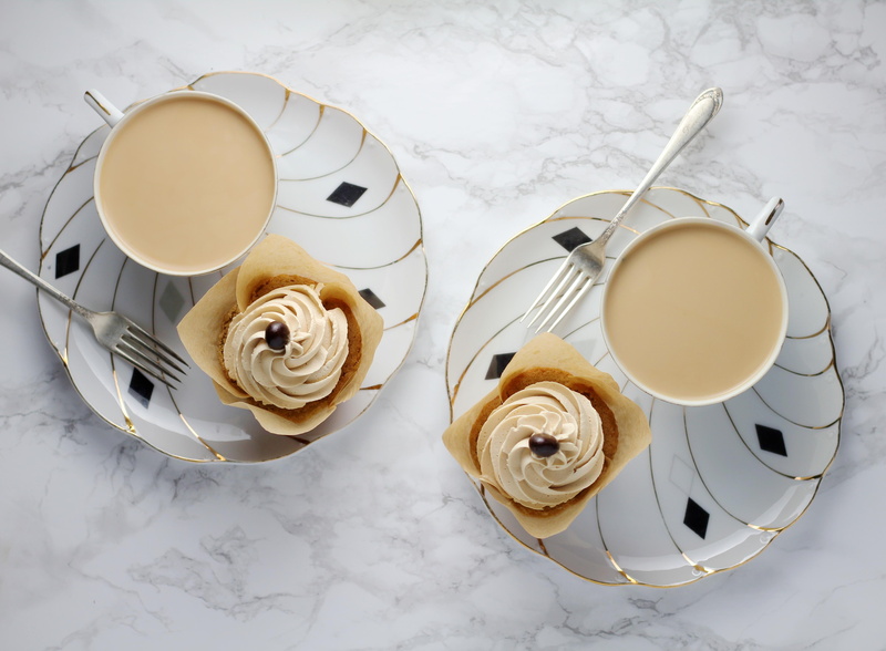 eating utensil, white, cup, two, spoon, freshness, hot drink, food and drink, mug, indoors, drink, tea cup, table, high angle view, plates, cupcakes, coffee - drink