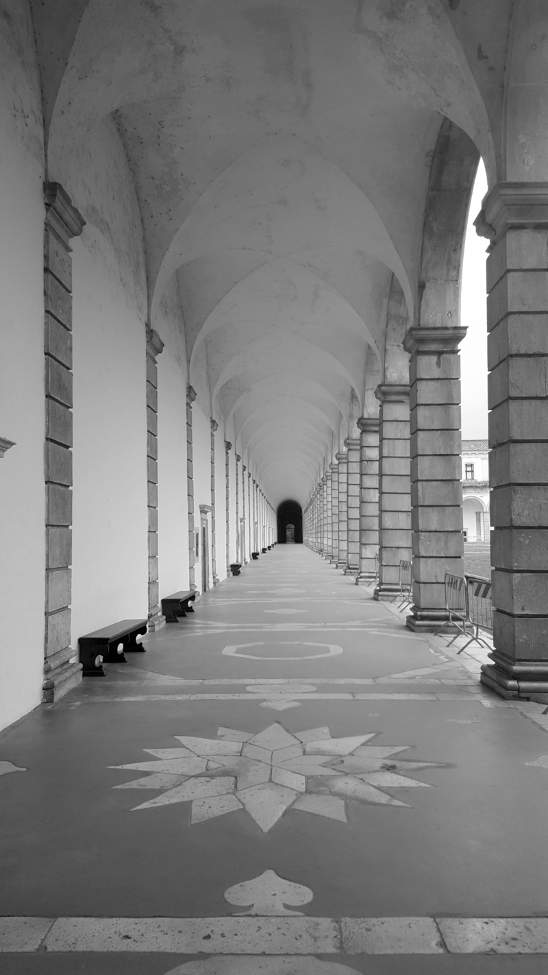5K, arcade, architectural column, colonnade, flooring, indoors, chartreuse, empty, panoramic, quadriportico, salerno, corridor, architecture, ceiling