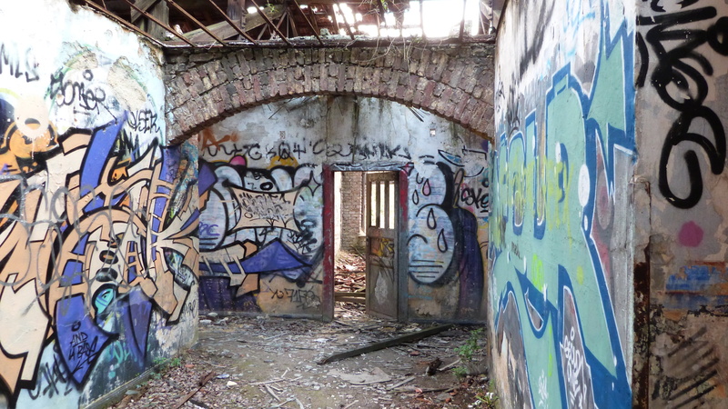 blue, city, old, destruction, chartreuse, architecture, multi colored, nature, built structure, creativity, 4K, belgium, art and craft, spray paint, abandoned