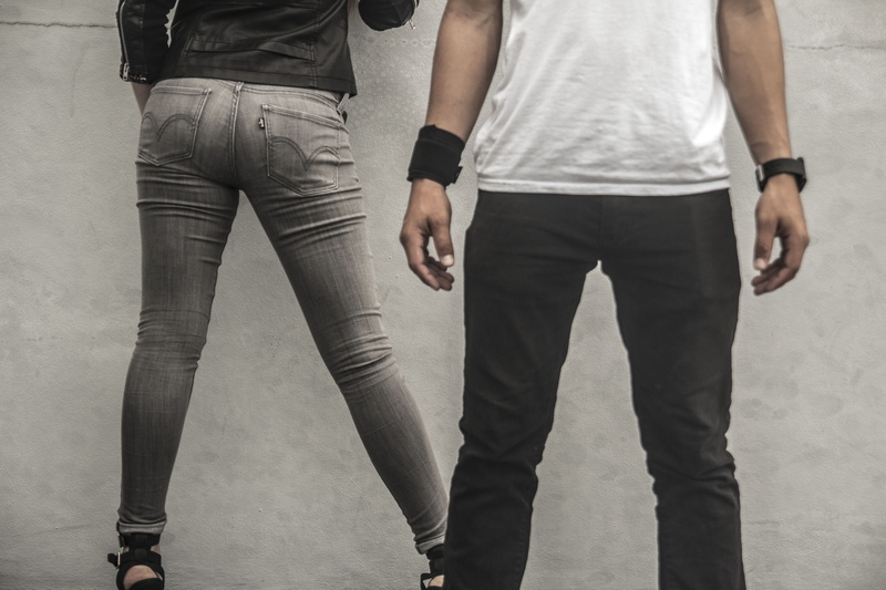 togetherness, midsection, skinny, black, bonding, person, pants, women, real people, lifestyles, two people, couple - relationship, adult, young adult