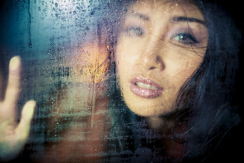 raindrop, Asian, drop, lifestyles, looking, water drops, emotion, looking through window, one person, wet, 1080P, adult, indoors, rain, juicy lips, glass