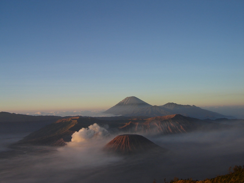 scenics - nature, scenic, panoramic, tranquility, physical geography, adventure, morning, smog, crater, park, scenics, mountain range, Indonesia, Java