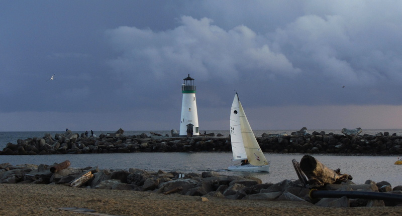 body, beacon, tower, lighthouse, ocean, solid, sky, nature, maritime, near, animals in the wild, guidance, nautical, animal themes, symbol, sailboat, day
