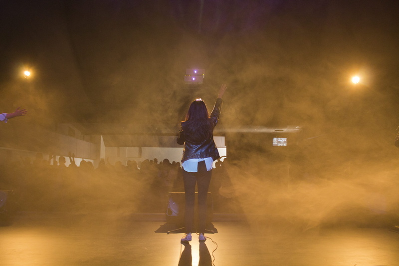 sunday, concert, stage, christian, digital composite, street, singer, back, fog, one person, city, illuminated, human arm, mexico, standing, three quarter length