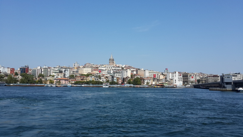 architecture, eminönü, bosphorus, building exterior, city, built structure, blue, istanbul, transportation, travel destinations, water, galata tower, residential district