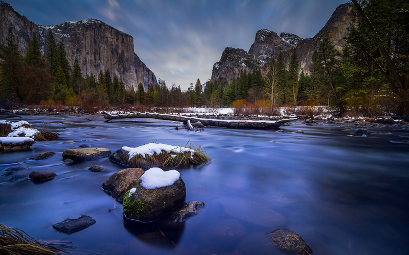 rocks, solid, california, plant, 4K, water, day, national, beauty in nature, nature, tree, capitan, rock - object, winter, cathedral, el, tranquility