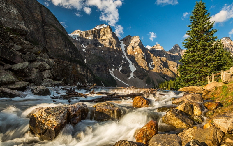 landscape, mountain Peak, extreme Terrain, national Landmark, famous Place, lake, yosemite National Park, outdoors, snow, flowing water, environment, tourism