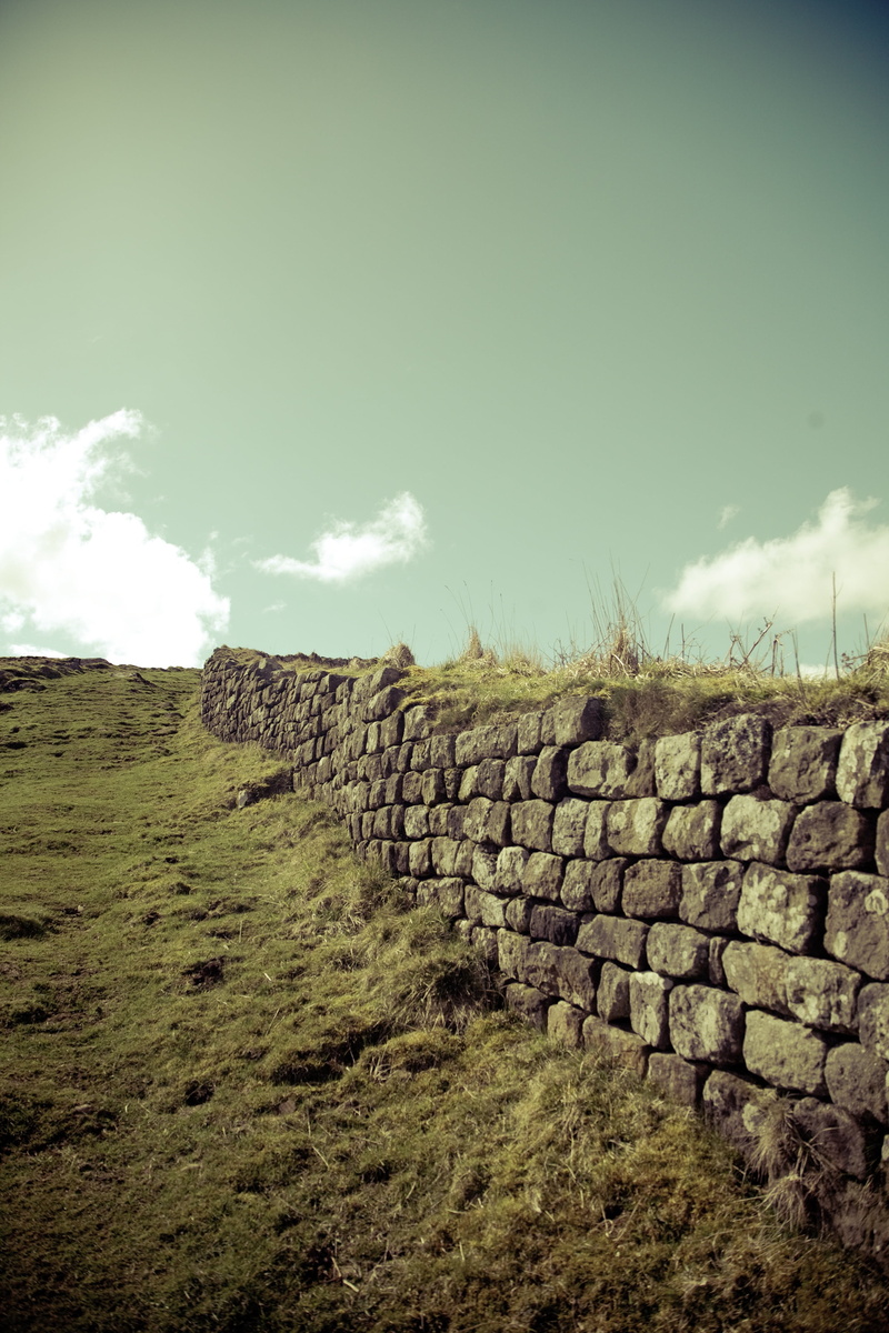 solid, stone - object, no people, tranquility, plant, land, nature, field, fight, grass, romans, wall, cloud - sky, building, structures, environment, sky
