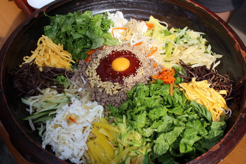 thailand, hanok village, table, black, dinner, bibimbap, close-up, ceramic, meal, healthy eating, asia, egg, indoors, japanese food, bowl, serving size
