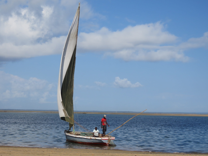 real people, transportation, day, horizon over water, sky, 4K, one person, sailboat, Mozambique, scenics - nature, beauty in nature, sea, cloud - sky