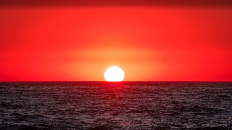 beauty in nature, circle, horizon, waterfront, nature, sun, outdoors, water, no people, geometric shape, sea, tranquility, case, 5K, sky, red, plastic