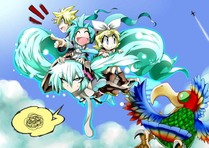 kagamine rin, 1080P, fun, kagamine len, append, flying, games, wee, project diva, vocaloid, hatsune miku