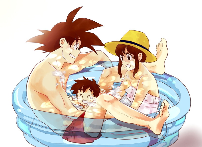 arch, dragonball, 720P, hat, pool, gohan, chichi, son, lapin