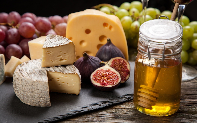 Honey, Food, Still Life, Fig, Cheese, 1080P