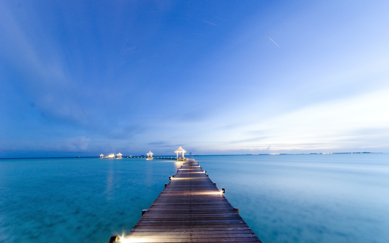non-urban scene, the way forward, wood - material, tropical, island, 4K, horizon over water, seascape, tranquil scene, long, no people, water, sea, idyllic