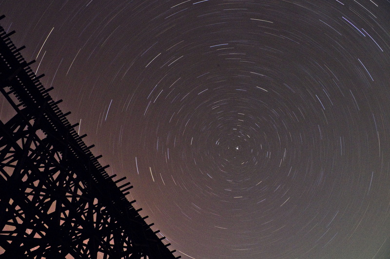 silhouette, sky, exposure, space, low angle view, stars, long exposure, scenics - nature, beauty in nature, trestle bridge, astronomy, circle, 4K, trestle