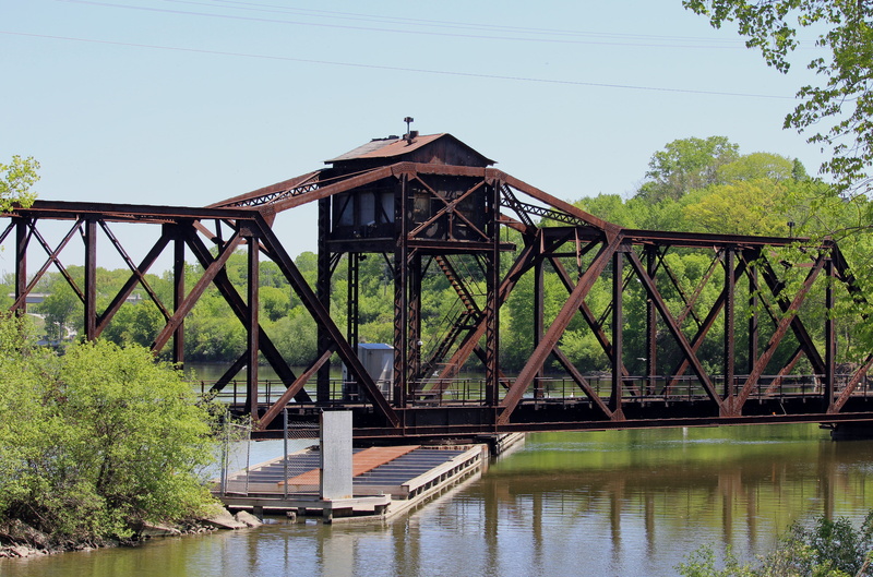 water, appleton wi, railway, tree, no people, travel, built structure, plant, 4K, day, sky, bridge - man made structure, train, fox river, railroad, nature