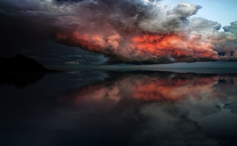 tranquility, Waterscape, smoke - physical structure, Water, storm, raincloud, waterfront, gloomy, sky, 2K, Sun and Sky, motion, day, Reflection, pollution