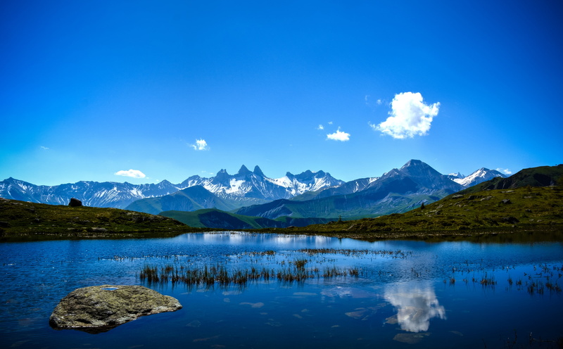 Nature, Landscape, sky, lake, no people, mountainscape, tranquil scene, mountain, mountain range, idyllic, blue, snowcapped mountain, water