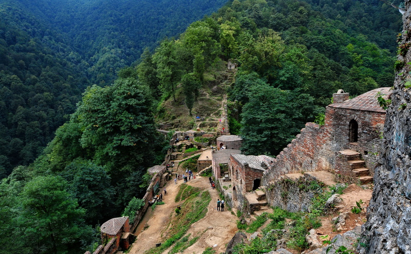 travel, building, ancient civilization, 4K, day, mountain, Iran, architecture, built structure, tree, green color, roodkhaan, nature, outdoors, ruined
