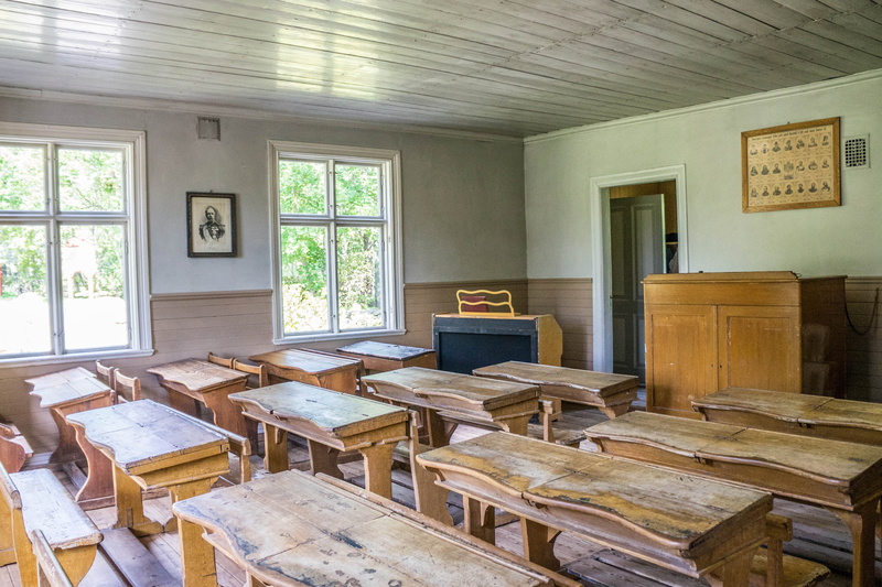 indoor, wall - building feature, no people, house, desk, empty, furniture, room, class, sweden, skansen, indoors, stockholm, domestic room, building, wood - material