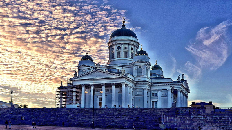 clouds, place of worship, helsinki, travel destinations, tourism, building exterior, travel, dome, cloud - sky, cathedral, 1080P, belief, nature, architecture
