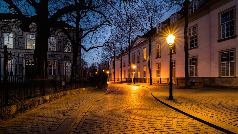 lights, 1080P, the evening, street, Nonsense, Breda, Holland, Netherlands